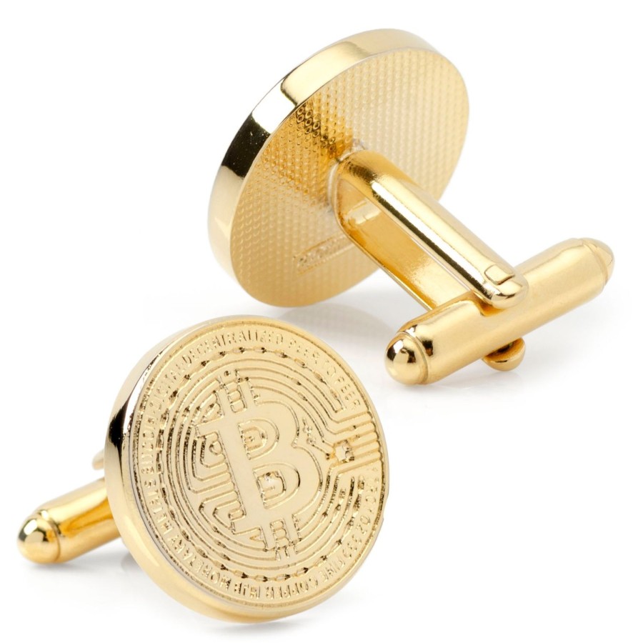 Cufflinks, Inc. Crypto Bitcoin Debossed Cufflink | Classic Cufflinks