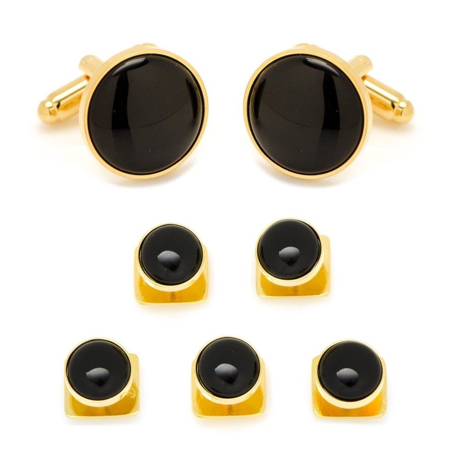 Ox and Bull Trading Co. Gold And Onyx 5-Stud Set | Stud Sets