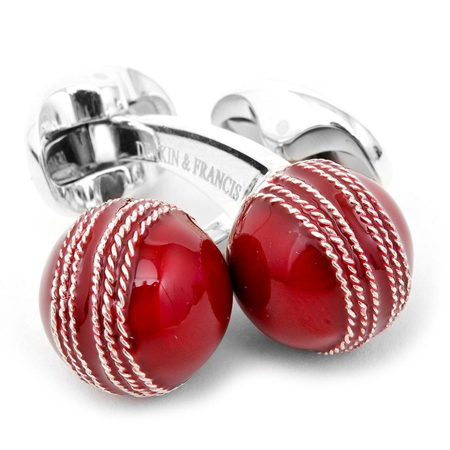 Deakin & Francis Sterling Red Cricket Ball Cufflinks | Classic Cufflinks