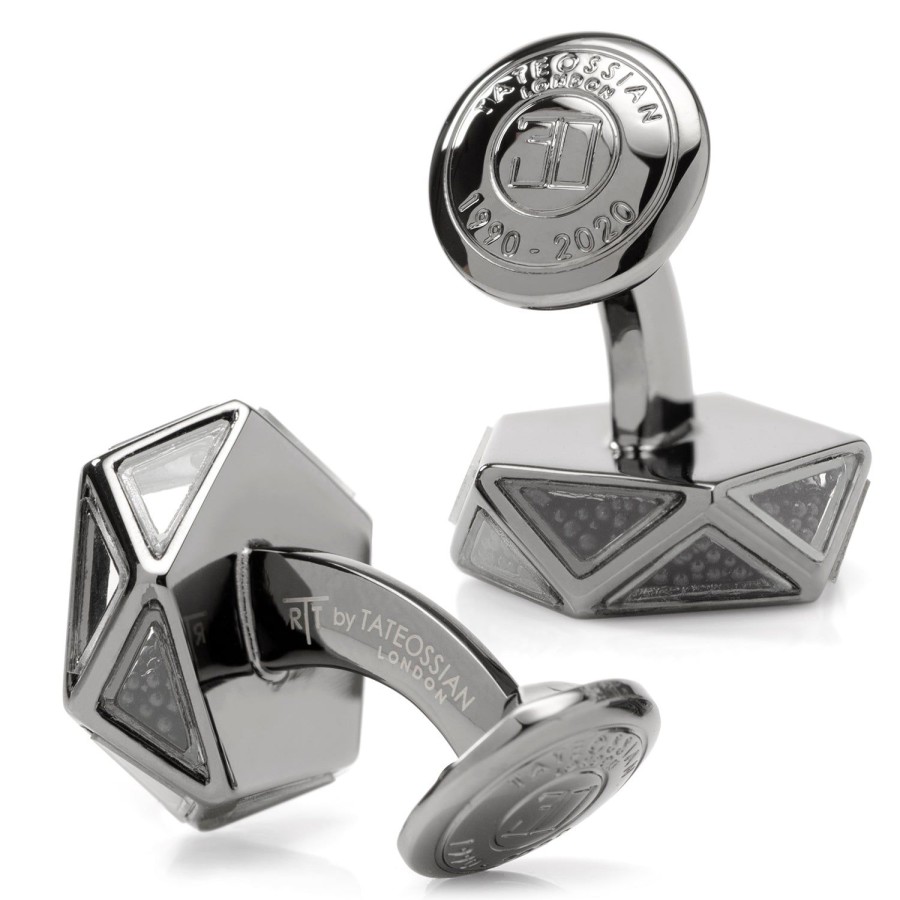 Tateossian Black Caviar Bead Pentagon Cufflinks | Classic Cufflinks