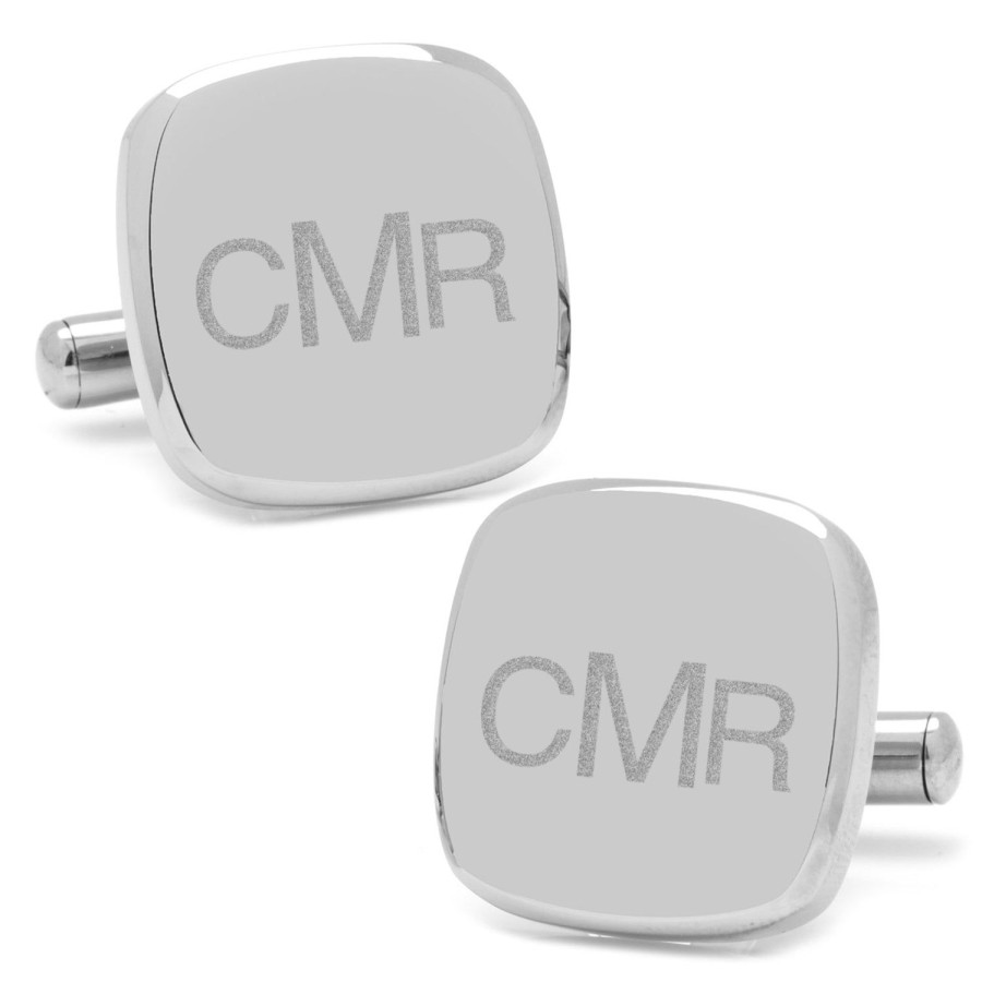 Ox and Bull Trading Co. Stainless Steel Soft Square Engravable Cufflinks | Classic Cufflinks