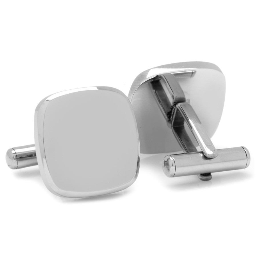 Ox and Bull Trading Co. Stainless Steel Soft Square Engravable Cufflinks | Classic Cufflinks