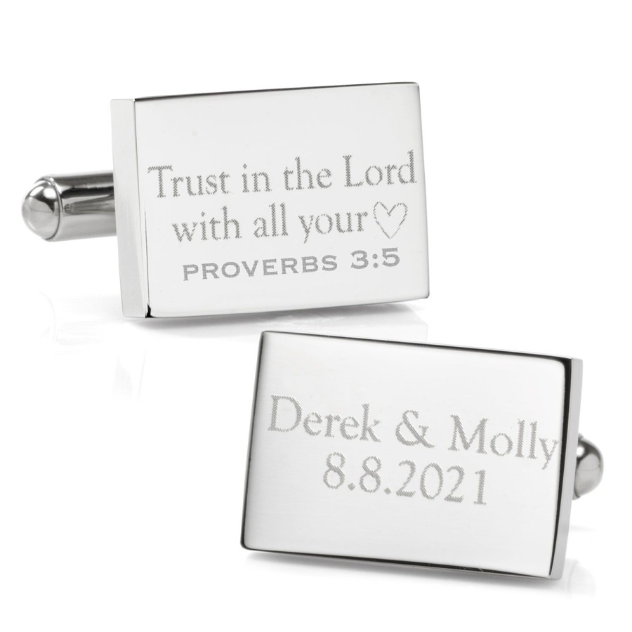 Ox and Bull Trading Co. Wedding Bible Verse Engravable Cufflinks | Classic Cufflinks