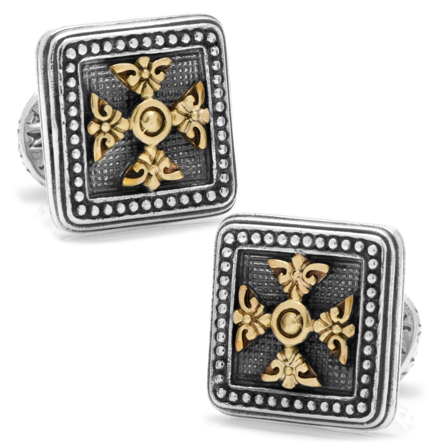 Konstantino Sterling Silver & Bronze Ornate Square Cufflinks | Classic Cufflinks