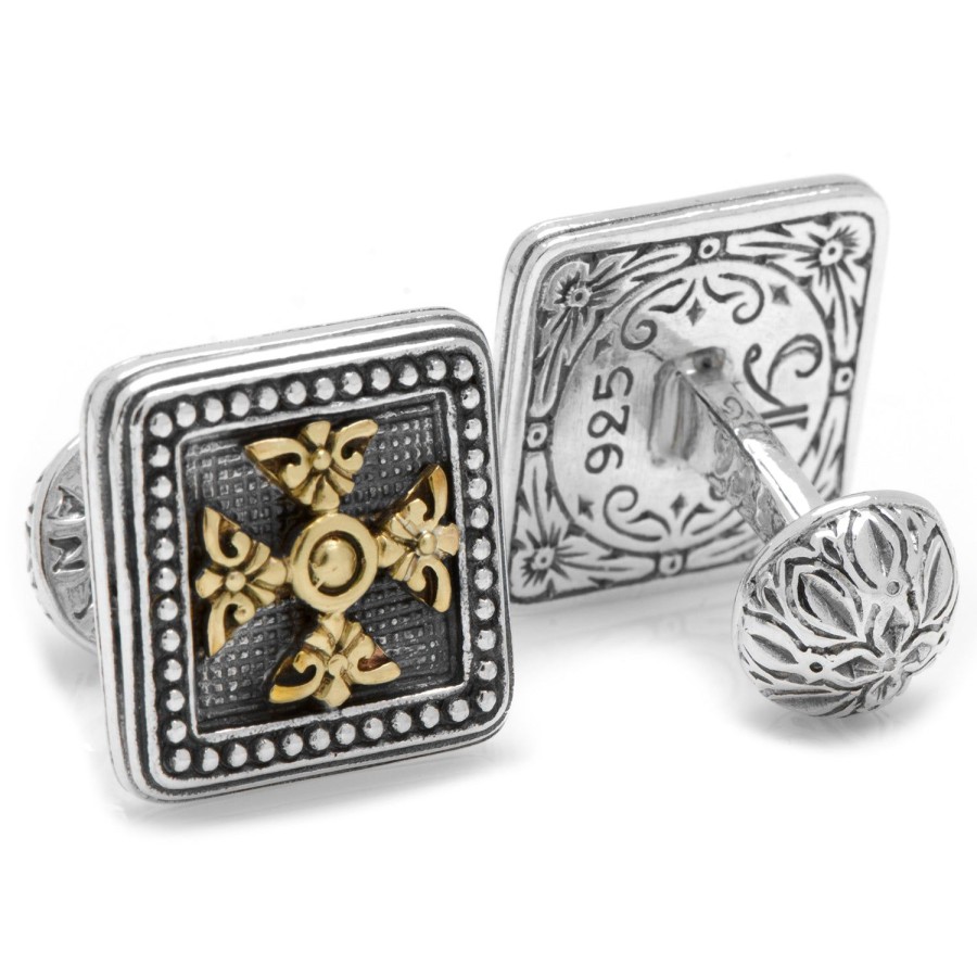 Konstantino Sterling Silver & Bronze Ornate Square Cufflinks | Classic Cufflinks