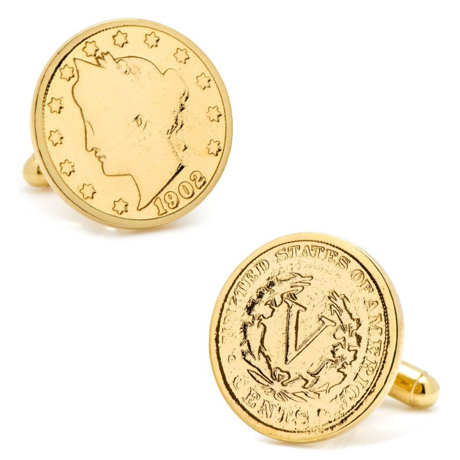 American Coin Treasures Gold-Layered Liberty Nickel Cufflinks | Classic Cufflinks